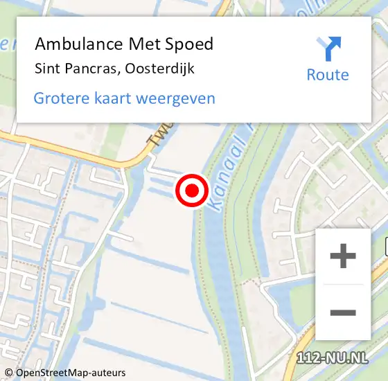 Locatie op kaart van de 112 melding: Ambulance Met Spoed Naar Sint Pancras, Oosterdijk op 12 september 2021 18:38