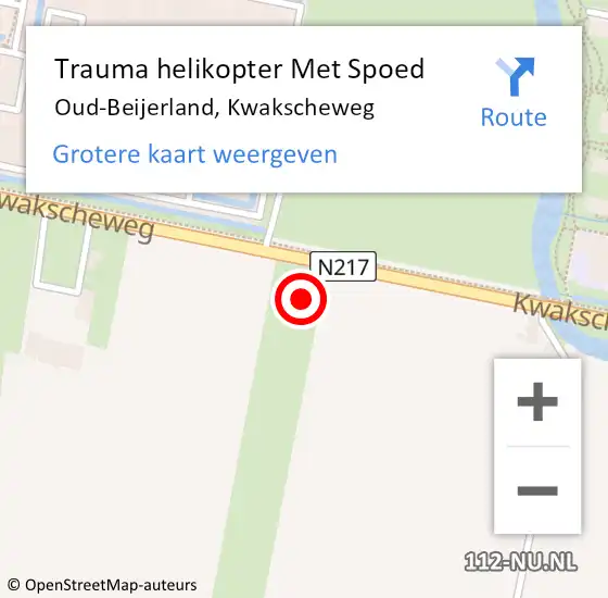 Locatie op kaart van de 112 melding: Trauma helikopter Met Spoed Naar Oud-Beijerland, Kwakscheweg op 12 september 2021 18:51