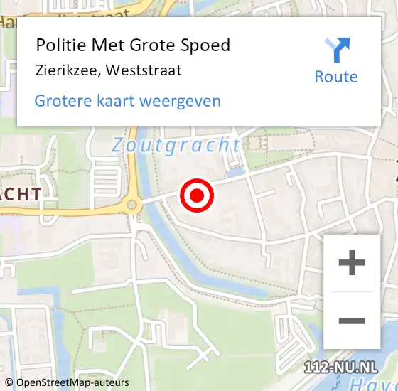 Locatie op kaart van de 112 melding: Politie Met Grote Spoed Naar Zierikzee, Weststraat op 12 september 2021 19:03