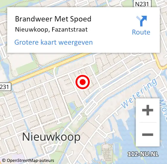 Locatie op kaart van de 112 melding: Brandweer Met Spoed Naar Nieuwkoop, Fazantstraat op 12 september 2021 19:09