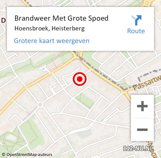 Locatie op kaart van de 112 melding: Brandweer Met Grote Spoed Naar Hoensbroek, Heisterberg op 12 september 2021 19:26