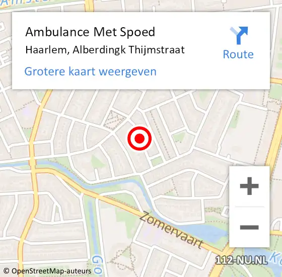 Locatie op kaart van de 112 melding: Ambulance Met Spoed Naar Haarlem, Alberdingk Thijmstraat op 12 september 2021 19:31