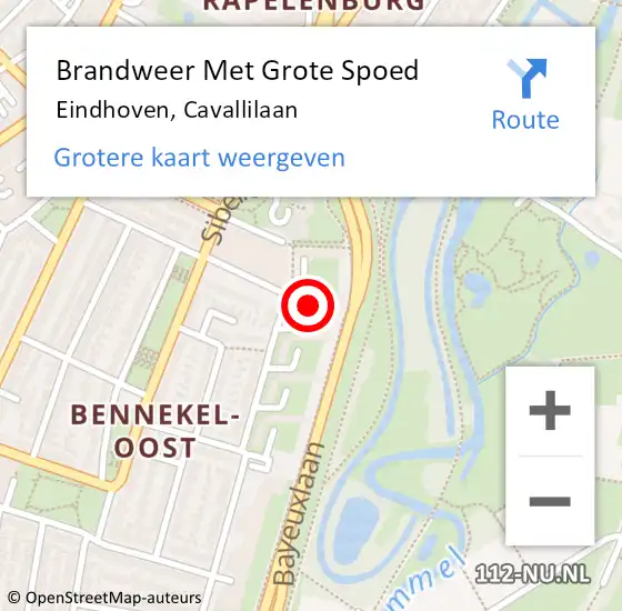 Locatie op kaart van de 112 melding: Brandweer Met Grote Spoed Naar Eindhoven, Cavallilaan op 12 september 2021 19:49