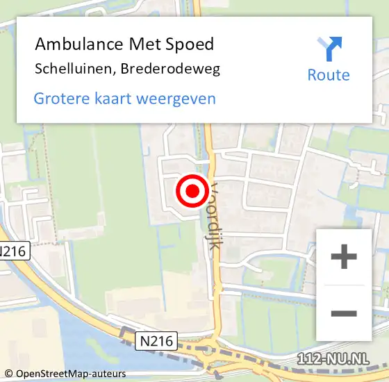 Locatie op kaart van de 112 melding: Ambulance Met Spoed Naar Schelluinen, Brederodeweg op 12 september 2021 19:51