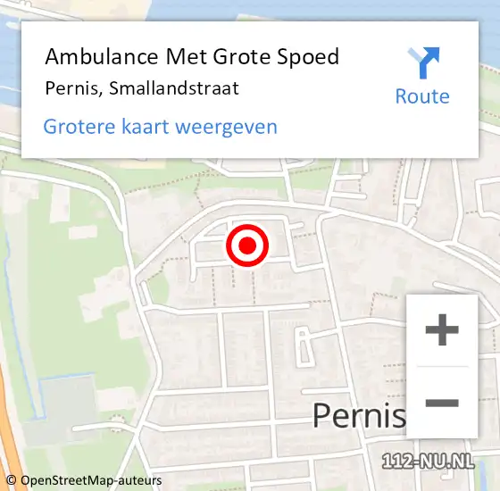 Locatie op kaart van de 112 melding: Ambulance Met Grote Spoed Naar Pernis, Smallandstraat op 12 september 2021 19:59