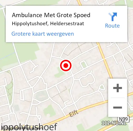 Locatie op kaart van de 112 melding: Ambulance Met Grote Spoed Naar Hippolytushoef, Heldersestraat op 12 september 2021 20:15