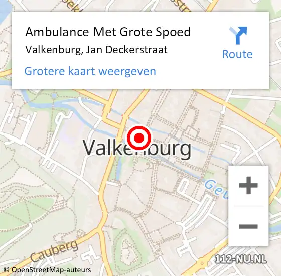 Locatie op kaart van de 112 melding: Ambulance Met Grote Spoed Naar Valkenburg, Jan Deckerstraat op 22 juni 2014 19:24