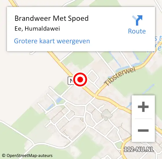 Locatie op kaart van de 112 melding: Brandweer Met Spoed Naar Ee, Humaldawei op 12 september 2021 21:01