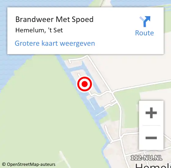 Locatie op kaart van de 112 melding: Brandweer Met Spoed Naar Hemelum, 't Set op 12 september 2021 21:34