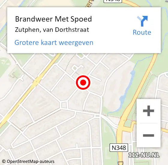 Locatie op kaart van de 112 melding: Brandweer Met Spoed Naar Zutphen, van Dorthstraat op 12 september 2021 22:01