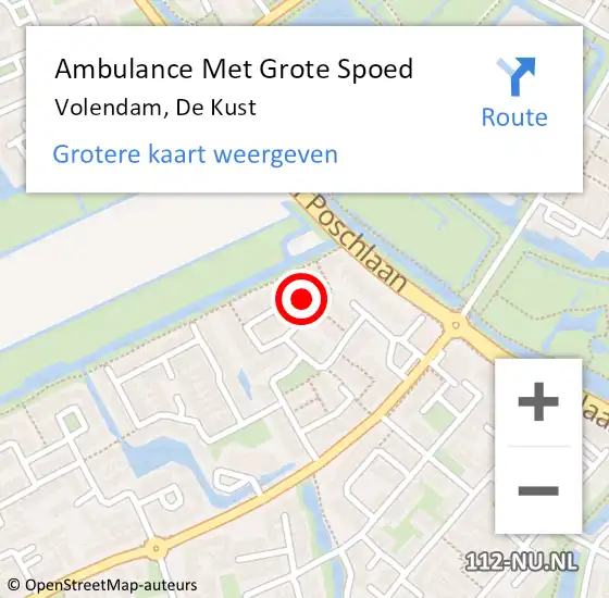 Locatie op kaart van de 112 melding: Ambulance Met Grote Spoed Naar Volendam, De Kust op 12 september 2021 22:06