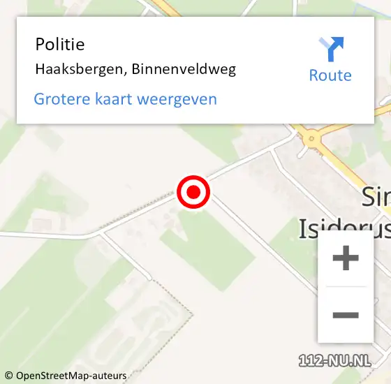 Locatie op kaart van de 112 melding: Politie Haaksbergen, Binnenveldweg op 12 september 2021 22:33