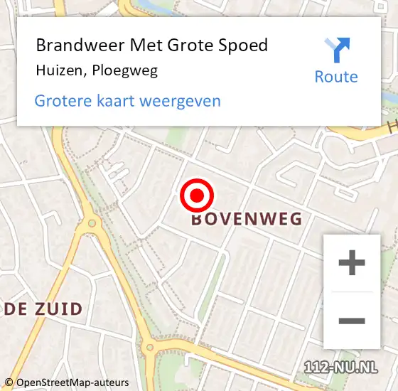 Locatie op kaart van de 112 melding: Brandweer Met Grote Spoed Naar Huizen, Ploegweg op 12 september 2021 23:11