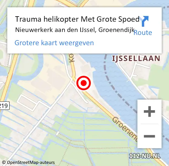 Locatie op kaart van de 112 melding: Trauma helikopter Met Grote Spoed Naar Nieuwerkerk aan den IJssel, Groenendijk op 12 september 2021 23:46