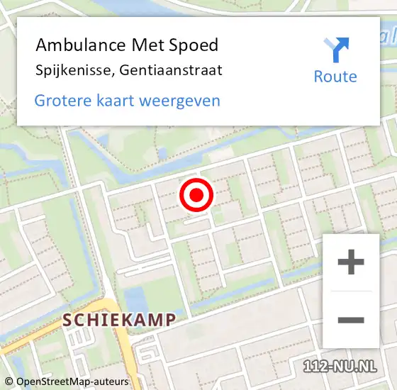 Locatie op kaart van de 112 melding: Ambulance Met Spoed Naar Spijkenisse, Gentiaanstraat op 13 september 2021 00:24