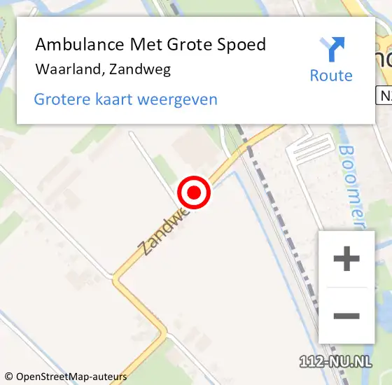 Locatie op kaart van de 112 melding: Ambulance Met Grote Spoed Naar Waarland, Zandweg op 13 september 2021 00:31