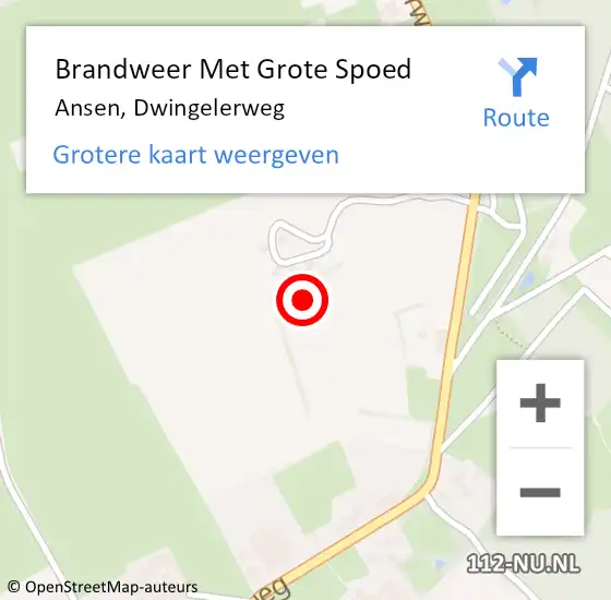 Locatie op kaart van de 112 melding: Brandweer Met Grote Spoed Naar Ansen, Dwingelerweg op 13 september 2021 01:37