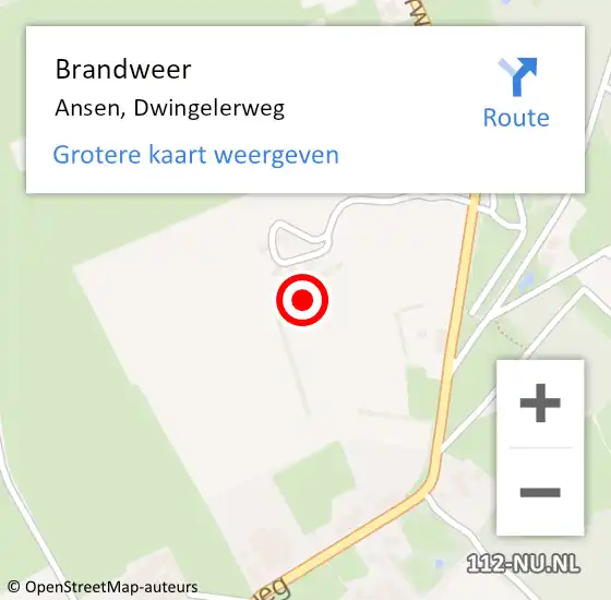 Locatie op kaart van de 112 melding: Brandweer Ansen, Dwingelerweg op 13 september 2021 01:40