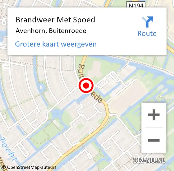 Locatie op kaart van de 112 melding: Brandweer Met Spoed Naar Avenhorn, Buitenroede op 5 oktober 2013 22:49