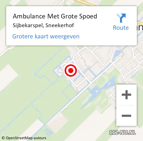 Locatie op kaart van de 112 melding: Ambulance Met Grote Spoed Naar Sijbekarspel, Sneekerhof op 13 september 2021 04:01