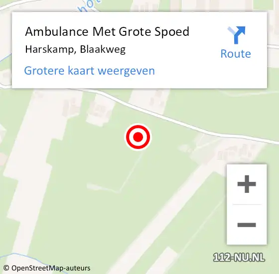Locatie op kaart van de 112 melding: Ambulance Met Grote Spoed Naar Harskamp, Blaakweg op 13 september 2021 04:09