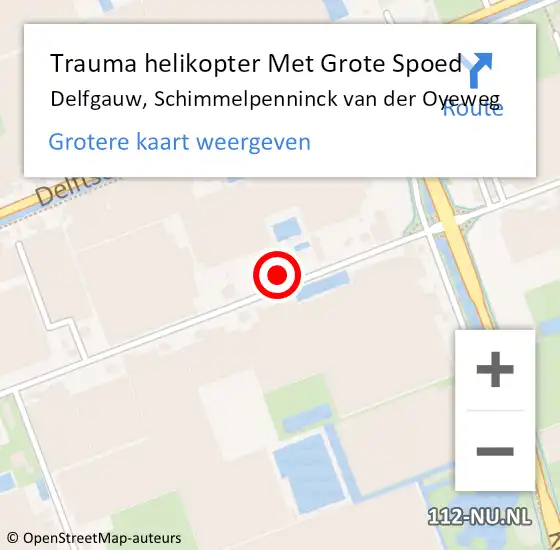 Locatie op kaart van de 112 melding: Trauma helikopter Met Grote Spoed Naar Delfgauw, Schimmelpenninck van der Oyeweg op 13 september 2021 04:36