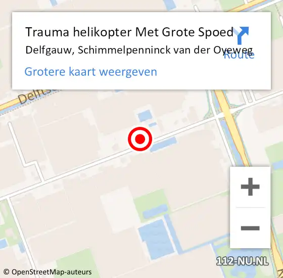 Locatie op kaart van de 112 melding: Trauma helikopter Met Grote Spoed Naar Delfgauw, Schimmelpenninck van der Oyeweg op 13 september 2021 04:39