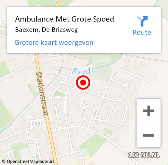 Locatie op kaart van de 112 melding: Ambulance Met Grote Spoed Naar Baexem, De Briasweg op 13 september 2021 04:40