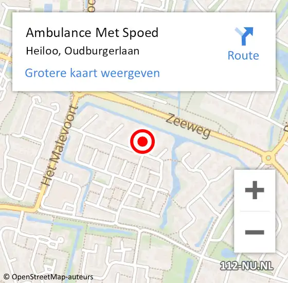 Locatie op kaart van de 112 melding: Ambulance Met Spoed Naar Heiloo, Oudburgerlaan op 13 september 2021 04:50
