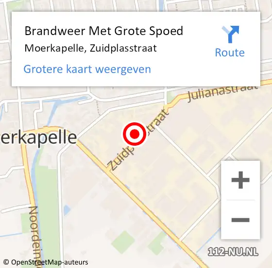 Locatie op kaart van de 112 melding: Brandweer Met Grote Spoed Naar Moerkapelle, Zuidplasstraat op 13 september 2021 05:17