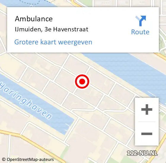 Locatie op kaart van de 112 melding: Ambulance IJmuiden, 3e Havenstraat op 13 september 2021 07:14