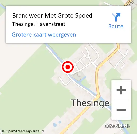 Locatie op kaart van de 112 melding: Brandweer Met Grote Spoed Naar Thesinge, Havenstraat op 13 september 2021 07:15