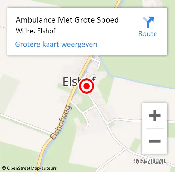 Locatie op kaart van de 112 melding: Ambulance Met Grote Spoed Naar Wijhe, Elshof op 13 september 2021 07:26