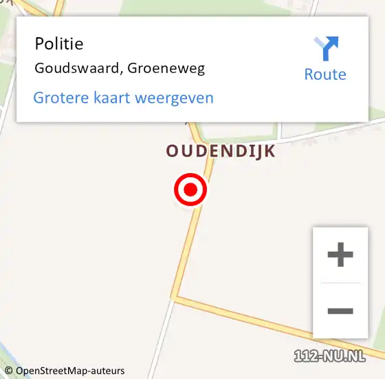 Locatie op kaart van de 112 melding: Politie Goudswaard, Groeneweg op 13 september 2021 08:26