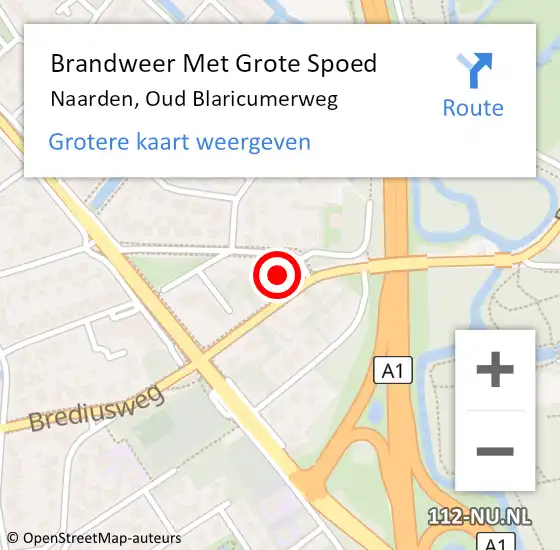 Locatie op kaart van de 112 melding: Brandweer Met Grote Spoed Naar Naarden, Oud Blaricumerweg op 13 september 2021 08:35