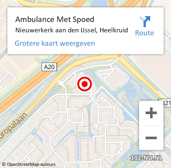 Locatie op kaart van de 112 melding: Ambulance Met Spoed Naar Nieuwerkerk aan den IJssel, Heelkruid op 13 september 2021 08:39