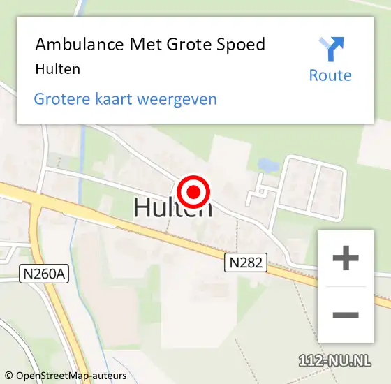 Locatie op kaart van de 112 melding: Ambulance Met Grote Spoed Naar Hulten op 13 september 2021 08:43