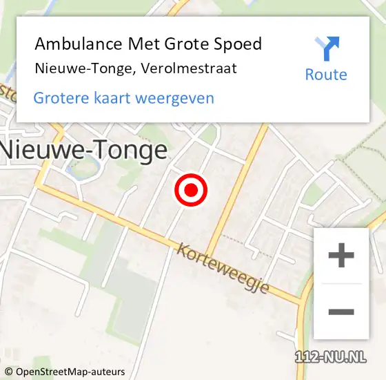 Locatie op kaart van de 112 melding: Ambulance Met Grote Spoed Naar Nieuwe-Tonge, Verolmestraat op 13 september 2021 08:59