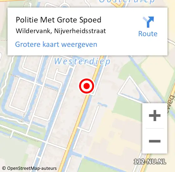 Locatie op kaart van de 112 melding: Politie Met Grote Spoed Naar Wildervank, Nijverheidsstraat op 13 september 2021 09:10