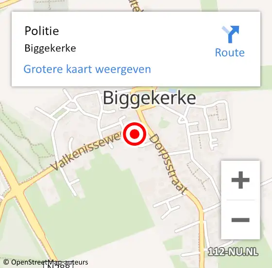Locatie op kaart van de 112 melding: Politie Biggekerke op 13 september 2021 09:52