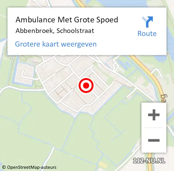 Locatie op kaart van de 112 melding: Ambulance Met Grote Spoed Naar Abbenbroek, Schoolstraat op 13 september 2021 09:54