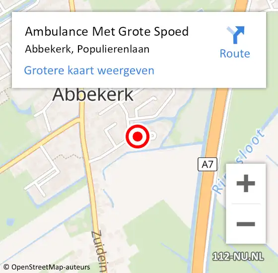 Locatie op kaart van de 112 melding: Ambulance Met Grote Spoed Naar Abbekerk, Populierenlaan op 13 september 2021 10:06