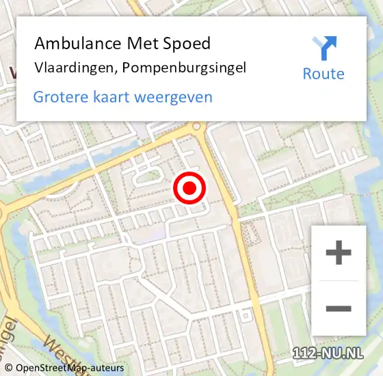 Locatie op kaart van de 112 melding: Ambulance Met Spoed Naar Vlaardingen, Pompenburgsingel op 13 september 2021 10:15