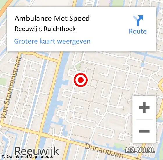 Locatie op kaart van de 112 melding: Ambulance Met Spoed Naar Reeuwijk, Ruichthoek op 13 september 2021 10:38