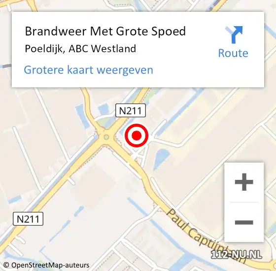 Locatie op kaart van de 112 melding: Brandweer Met Grote Spoed Naar Poeldijk, ABC Westland op 13 september 2021 10:44