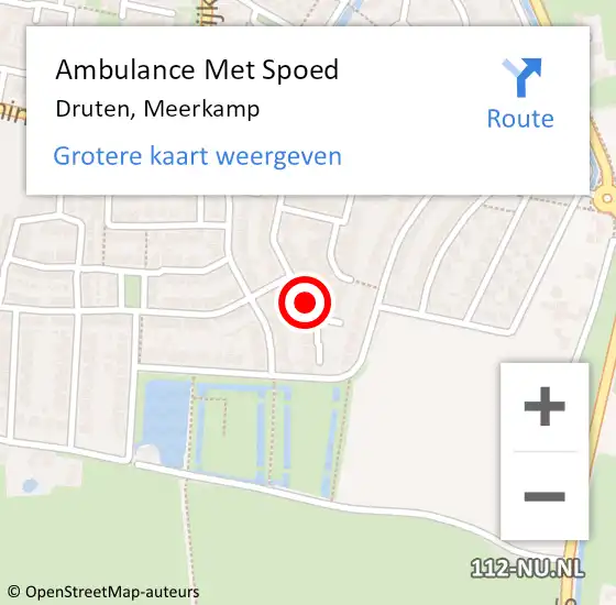 Locatie op kaart van de 112 melding: Ambulance Met Spoed Naar Druten, Meerkamp op 13 september 2021 11:03