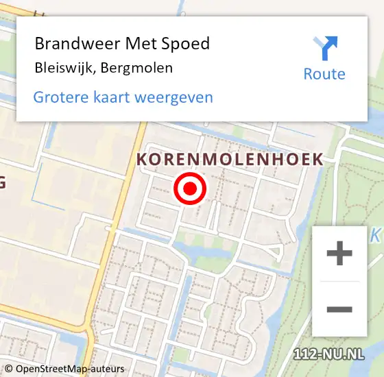 Locatie op kaart van de 112 melding: Brandweer Met Spoed Naar Bleiswijk, Bergmolen op 13 september 2021 11:18