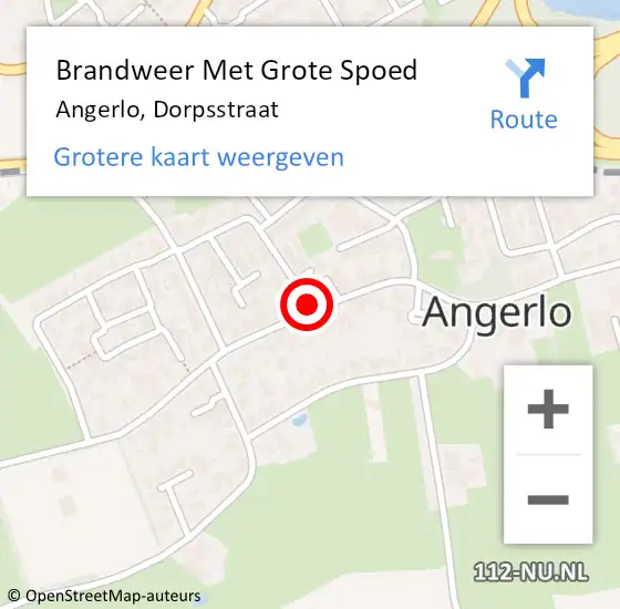 Locatie op kaart van de 112 melding: Brandweer Met Grote Spoed Naar Angerlo, Dorpsstraat op 13 september 2021 11:23