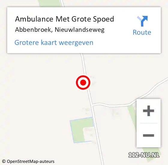 Locatie op kaart van de 112 melding: Ambulance Met Grote Spoed Naar Abbenbroek, Nieuwlandseweg op 13 september 2021 11:31