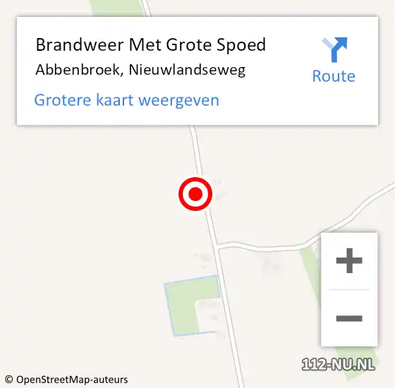 Locatie op kaart van de 112 melding: Brandweer Met Grote Spoed Naar Abbenbroek, Nieuwlandseweg op 13 september 2021 11:31